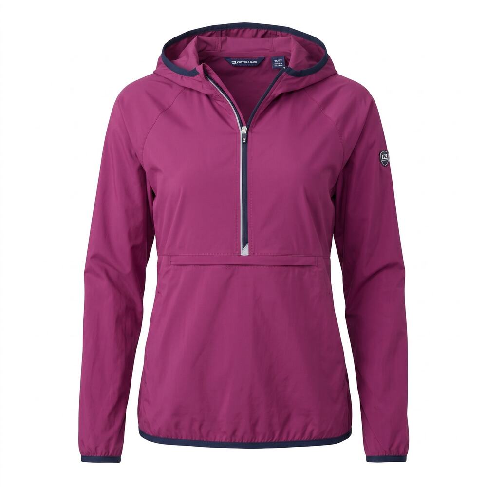 Cutter & Buck Women’s XS CB WeatherTec Hooded 1/2 Zip Windbreaker Jacket NWT